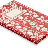 Slim Hardback Notebook, Leaves and Stars Bright Red