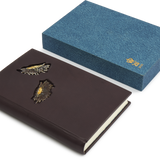 Steve Harrison Leather Bound Mahogany Notebook with Brown Ceramic Sunflowers and Slipcase