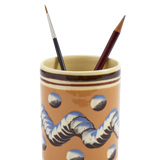 Persimmon Mochaware Ceramic Pen Pot, 'Earth Worm'