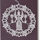 Starched Lace Hanging Ornament, Angel with Candles