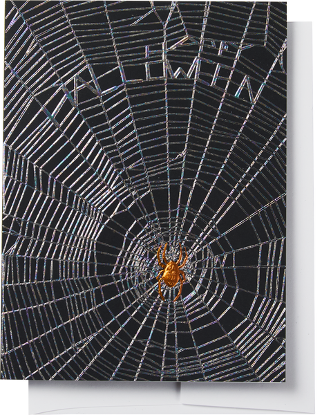 Engraved Spider Web "Happy Halloween" Foiled Greeting Card