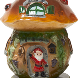 Papier-mâché Mushroom House with Santa