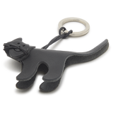Italian Leather Keyring, Black Cat