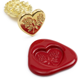 Brass Wax Seal, Heart with Flowers
