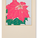 Silk Screen Japanese Postcard, Poinsettia