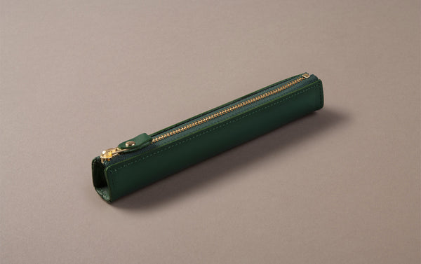 Green Leather Slim Pen Case