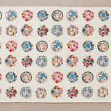 Katazome Silk Screen Print, Floral Circles