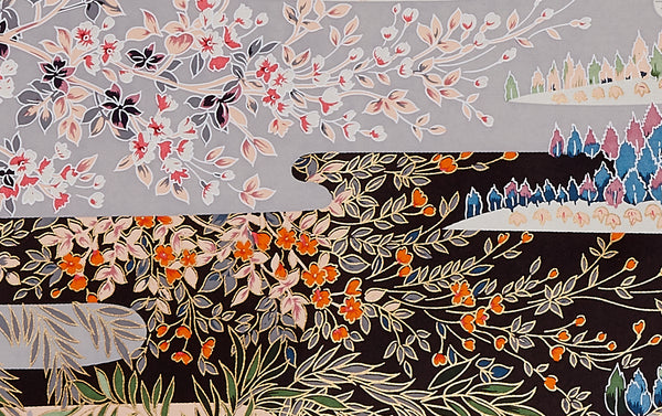 Full-Panel Chiyogami Silk Screen Print, Mountains