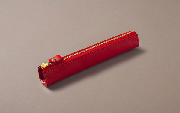 Red Leather Slim Pen Case