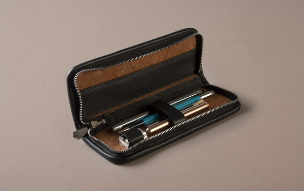 Black Small Leather Pencil Case