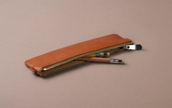 Tan Small Leather Pencil Case