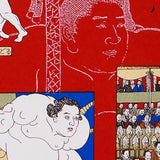 Full-Panel Chiyogami Silk Screen Print, Red Sumo