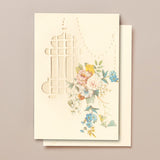 Cream Die Cut Greeting Card, Lantern