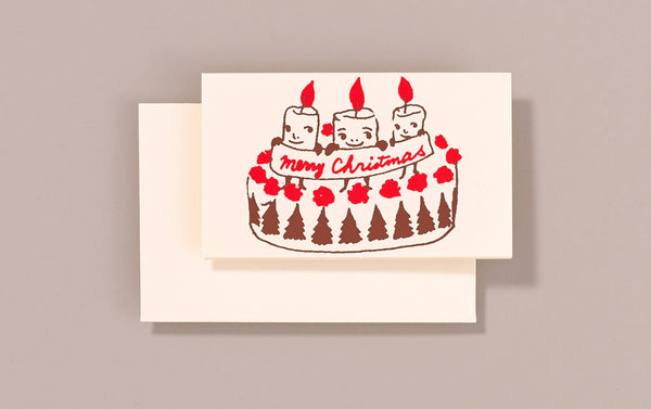 Silk Screen Printed Mini Christmas Card, Christmas Cake