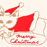Silk Screen Printed Mini Christmas Card, Merry Christmas Cat