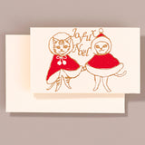 Silk Screen Printed Mini Christmas Card, Joyeux Noel Cats