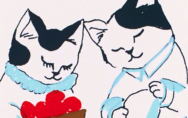 Silk Screen Printed Christmas Card, Baking Cats