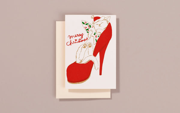 Silk Screen Printed Christmas Card, Stiletto