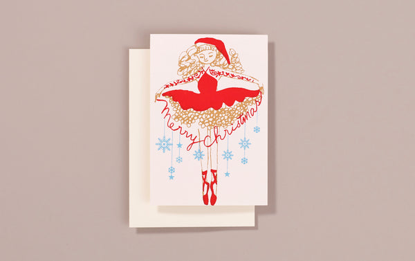 Silk Screen Printed Christmas Card, Ballet