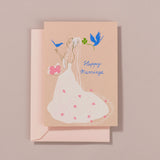 Happy Marriage Silk Screen Printed Postcard