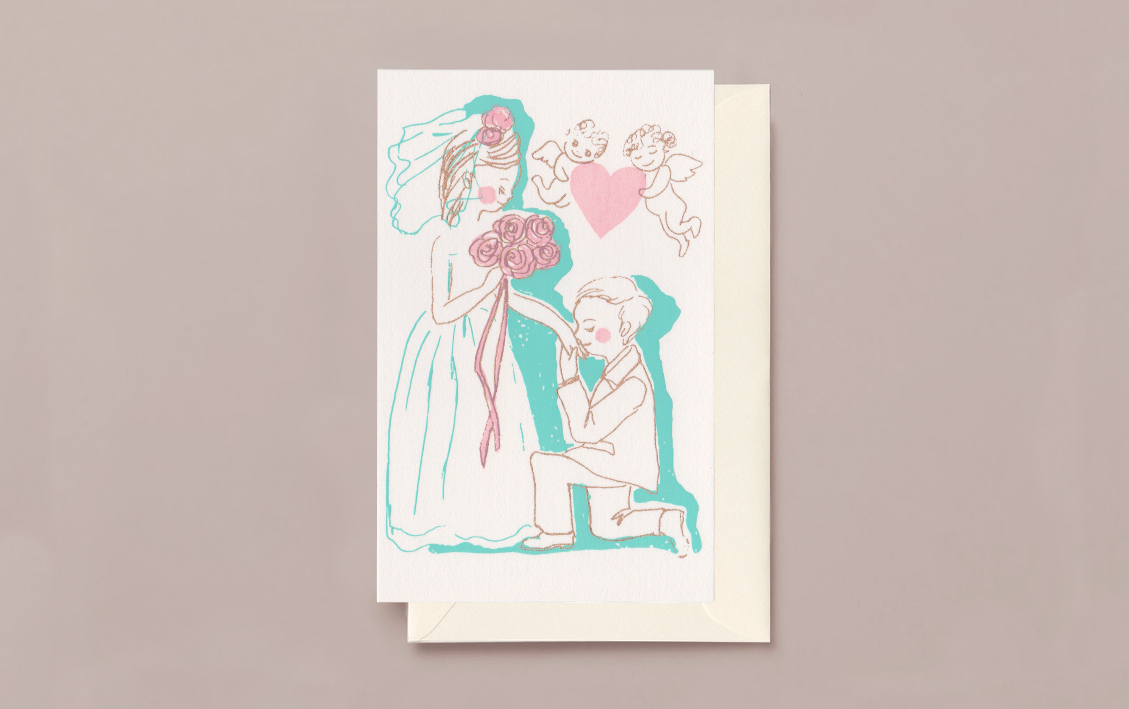 Silk Screen Printed Greeting Card, Marriage