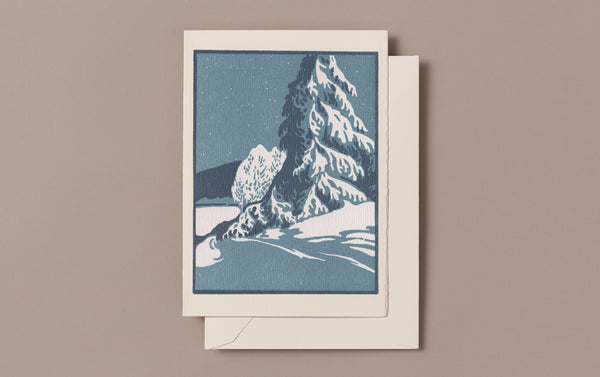 Letterpress Snow in the Night Christmas Card