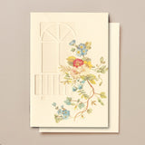 Cream Die-Cut Greeting Card, Floral Window