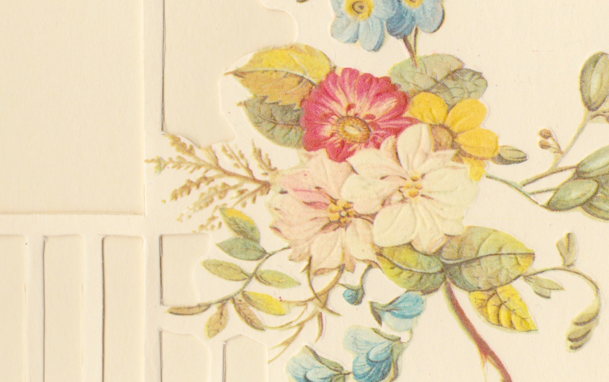 Cream Die-Cut Greeting Card, Floral Window