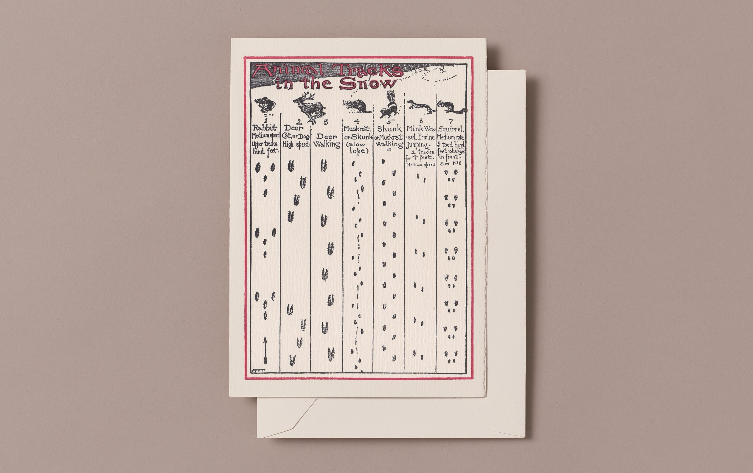 Letterpress Animal Tracks Christmas Card