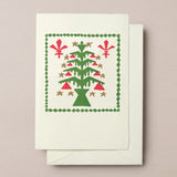 Handprinted Art Deco Tree Christmas Card, Pattern 2