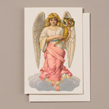Embossed Die Cut Christmas Card, Pink Angel