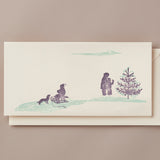 Woodblock Printed Winter Scene Card, Day Out