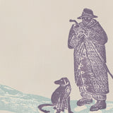 Woodblock Printed Winter Scene Card, shepherd