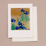 Gold Foil Blue Irises Greeting Card