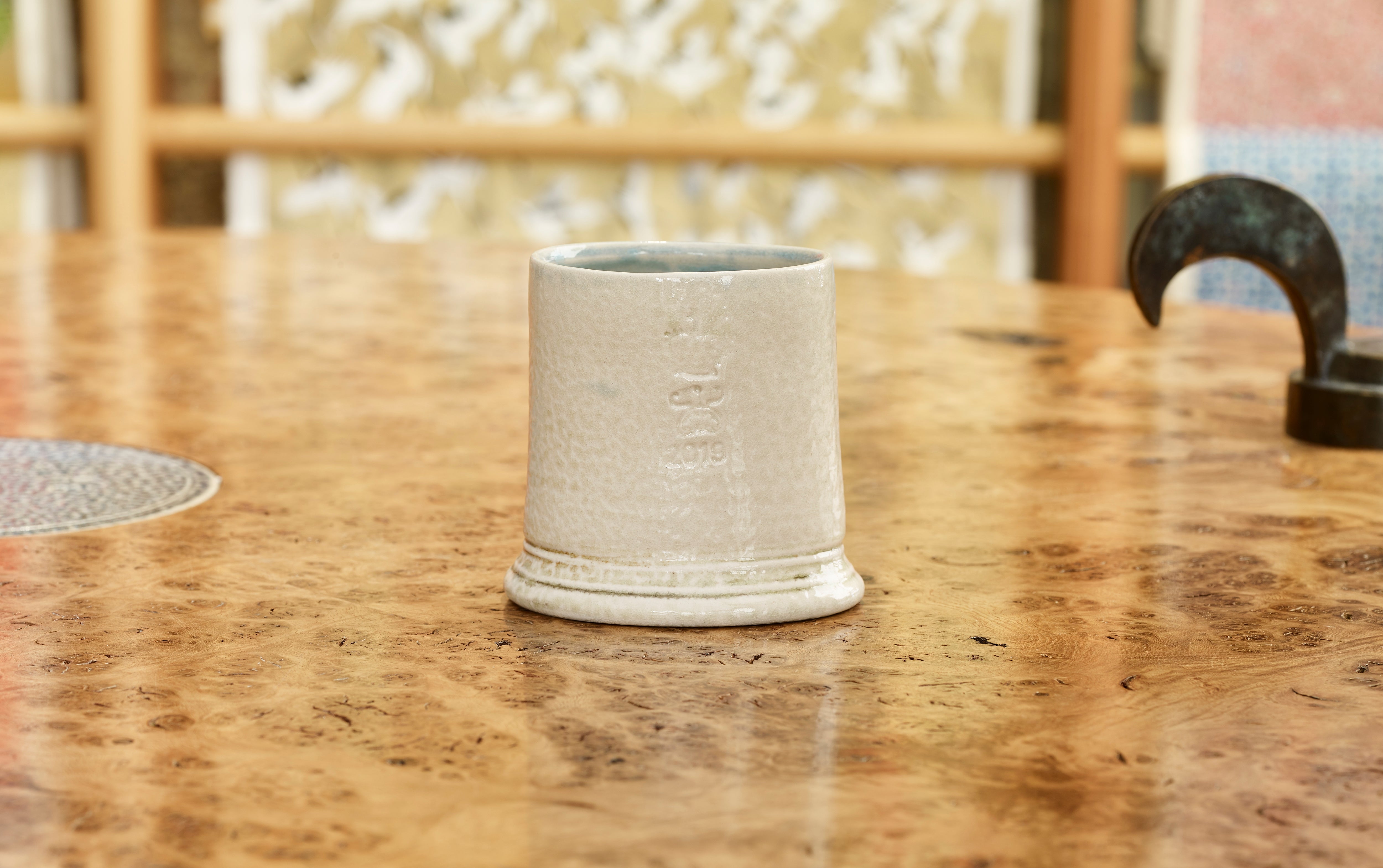 Steve Harrison Ceramic Desk Cup, No.118 Very light Beige Oval stoneware