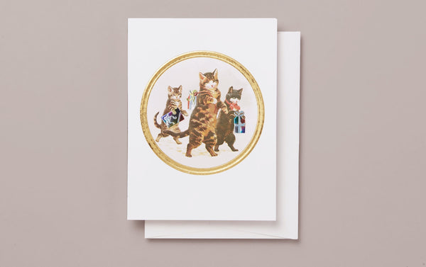 Birthday Cats Embossed Greeting Card