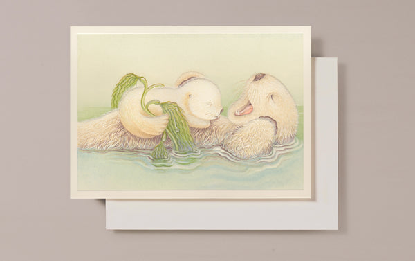Engraved Otter Cuddles Greeting Card
