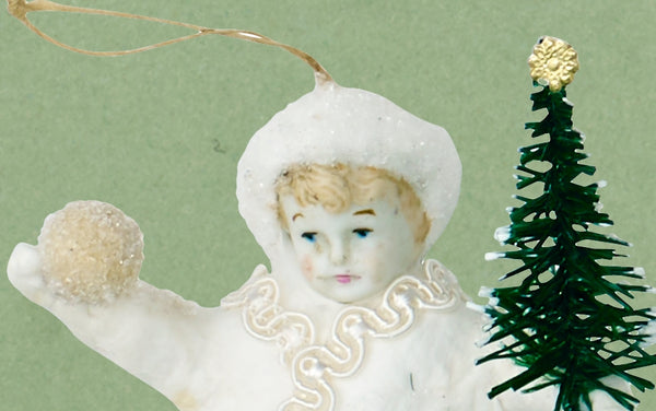 Christmas Ornament, Spun Cotton Snow Baby