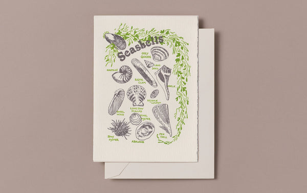 Letterpress Nature Seashells Greeting Card