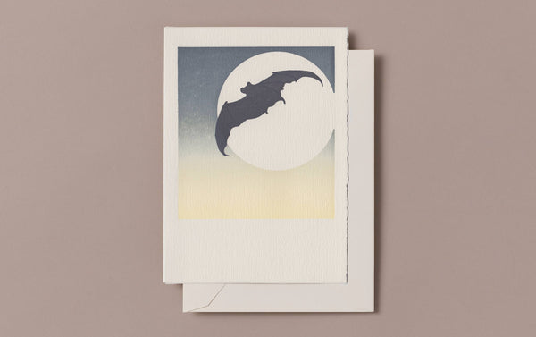 Letterpress Moon Bat Greeting Card