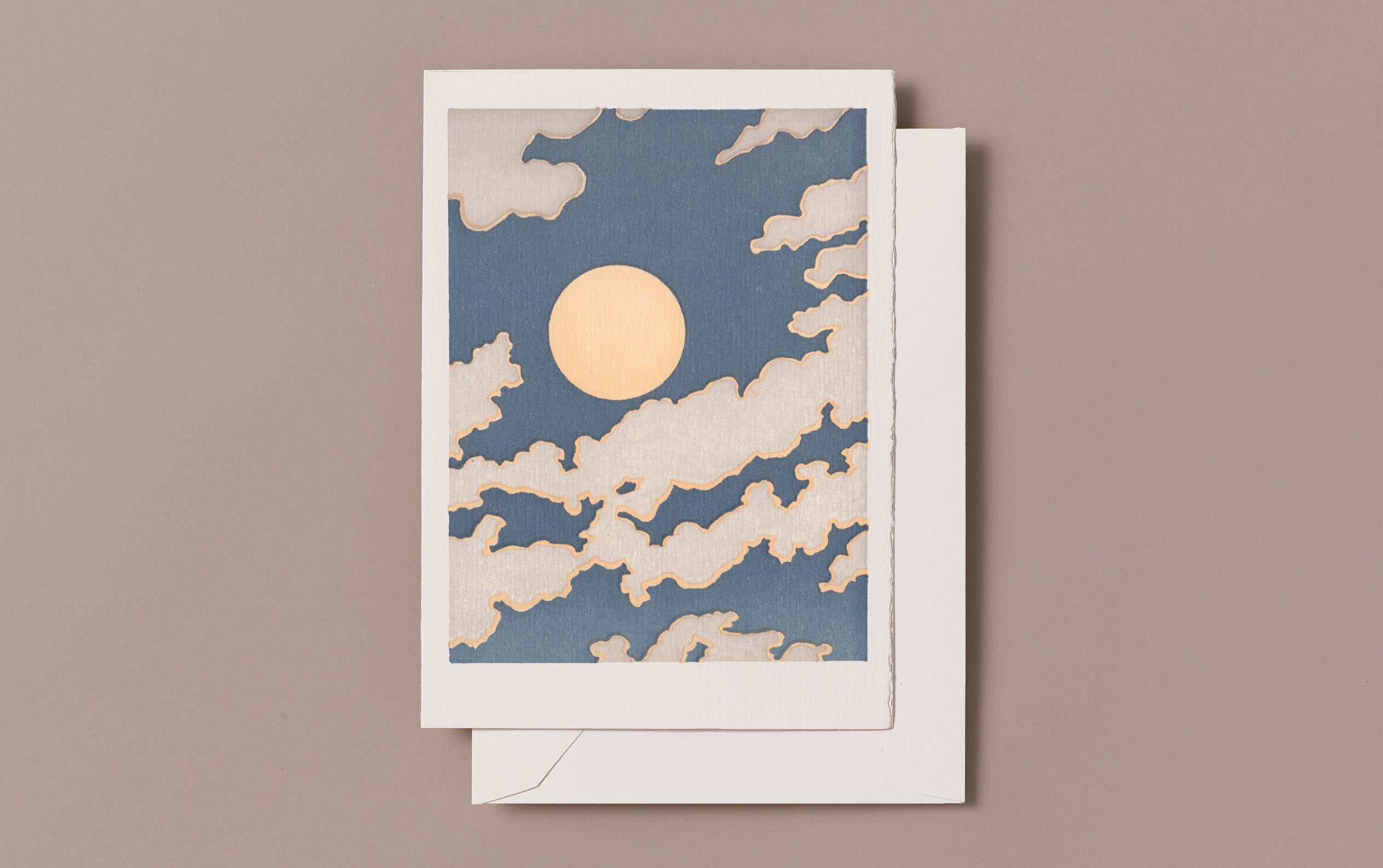 Letterpress Cloudy Moon Greeting Card