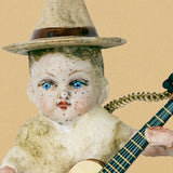 Christmas Ornament, Spun Cotton Boy with Guitar