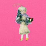 Christmas Ornament, Spun Cotton Purple Girl