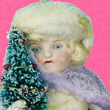 Christmas Ornament, Spun Cotton Purple Girl
