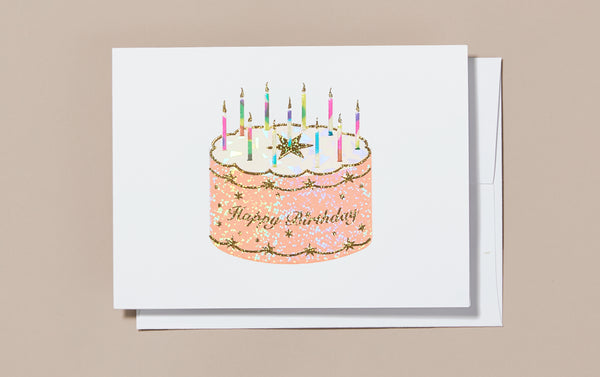 Happy Birthday Cake Foiled Greeting Card