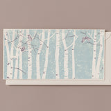 Woodblock Printed Winter Trees Scene Card