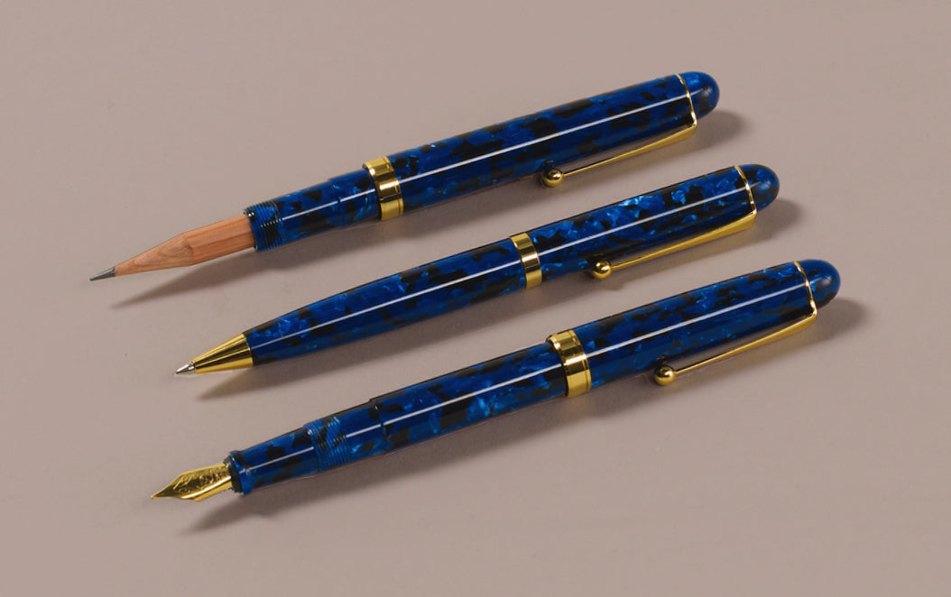 Ohnishi Seisakusho Blue Marble Acetate Ballpoint Pen
