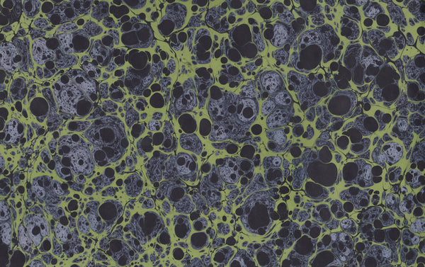 Hand Marbled Paper Sheet, Green Cell