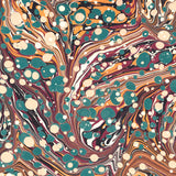 Hand Marbled Paper Sheet, Green and Red