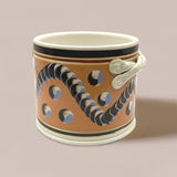 Large Persimmon Mochaware Ceramic Pen Pot With Handles, 'Earthworm'